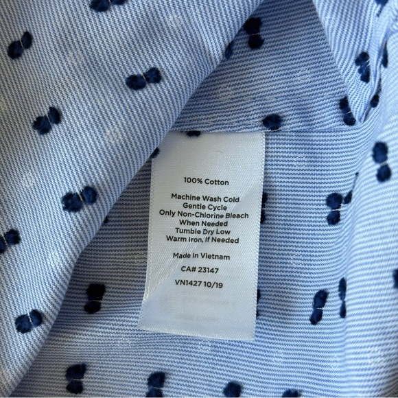 Talbots Blue Clip Dot Button Down Collared Shirt Preppy Office Career Cotton Sm - Picture 5 of 8
